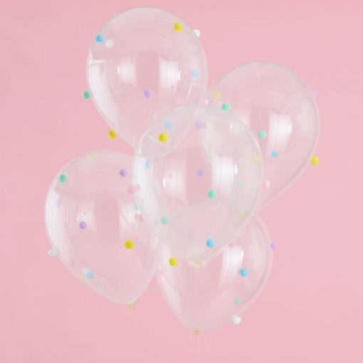 Luftballons mit Pom Poms
